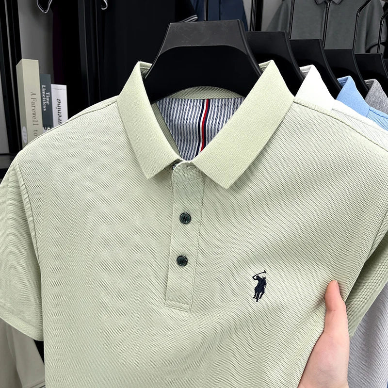 High end brand 100% cotton short sleeve polo shirt men luxur pony embroidery comfort breathable fashion T-shirt summer new top