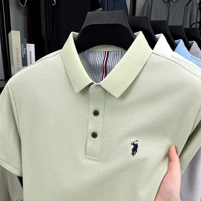 High end brand 100% cotton short sleeve polo shirt men luxur pony embroidery comfort breathable fashion T-shirt summer new top