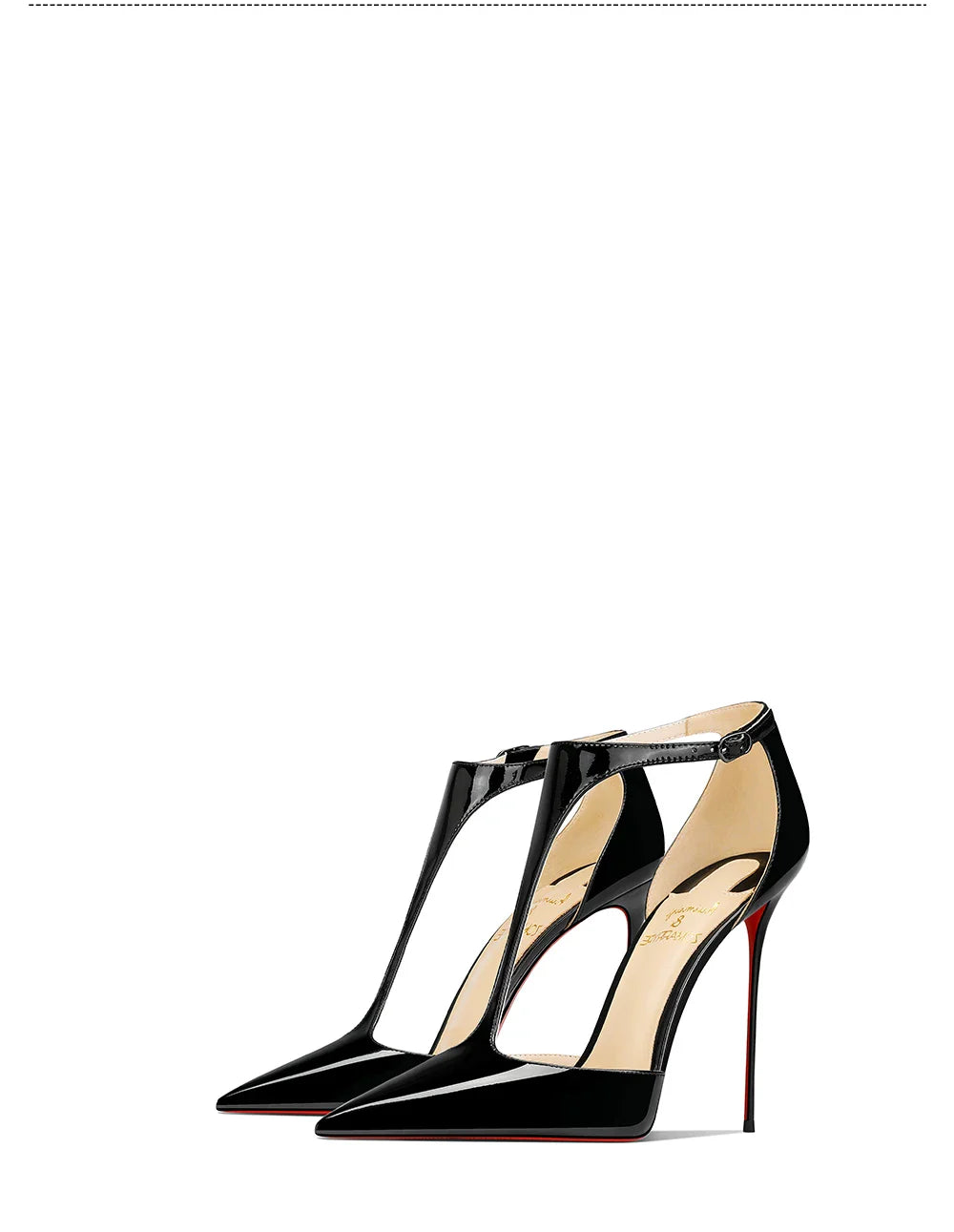 Black patent leather T-belt bag with nightclub sexy 12cm ultra-fine heel pointed party European and American high-heeled sandals
