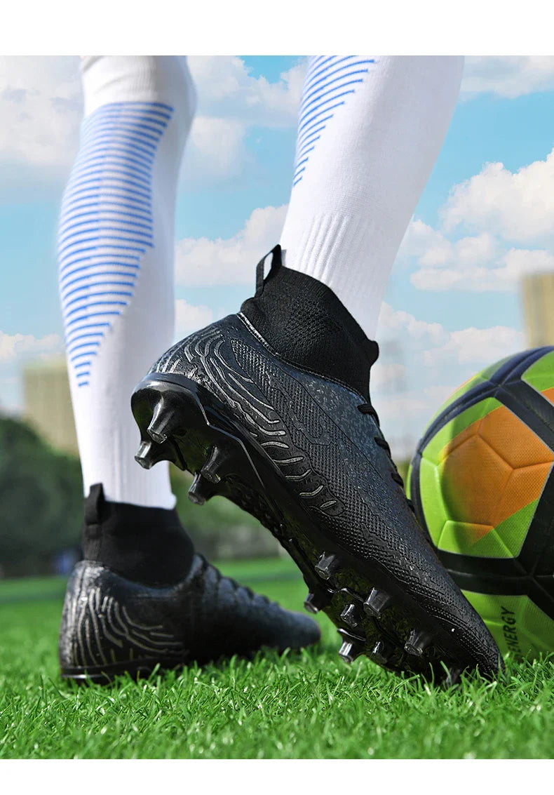Men & Women AG Stud Leather Football Shoes, Anti-slip, for adult & student training, artificial and natural grass pitches