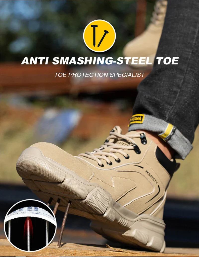Men Steel Toe Safety Work Boots Indestructible Construction Safety Boots Puncture Proof Male Work Shoes Protective Footwear