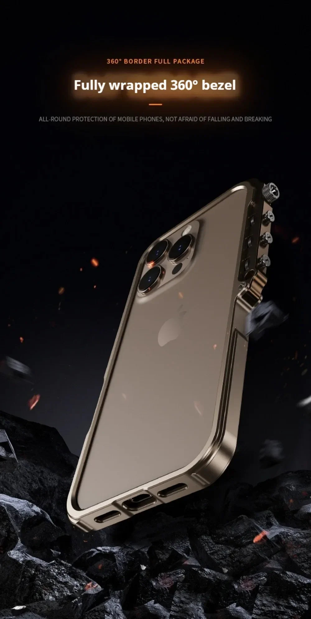Cyberpunk Punk Mechanical Phone Frame Case For iPhone 17 Air 16 15 14 13 Pro Max Plus Aluminum Alloy Metal Shockproof Bumper