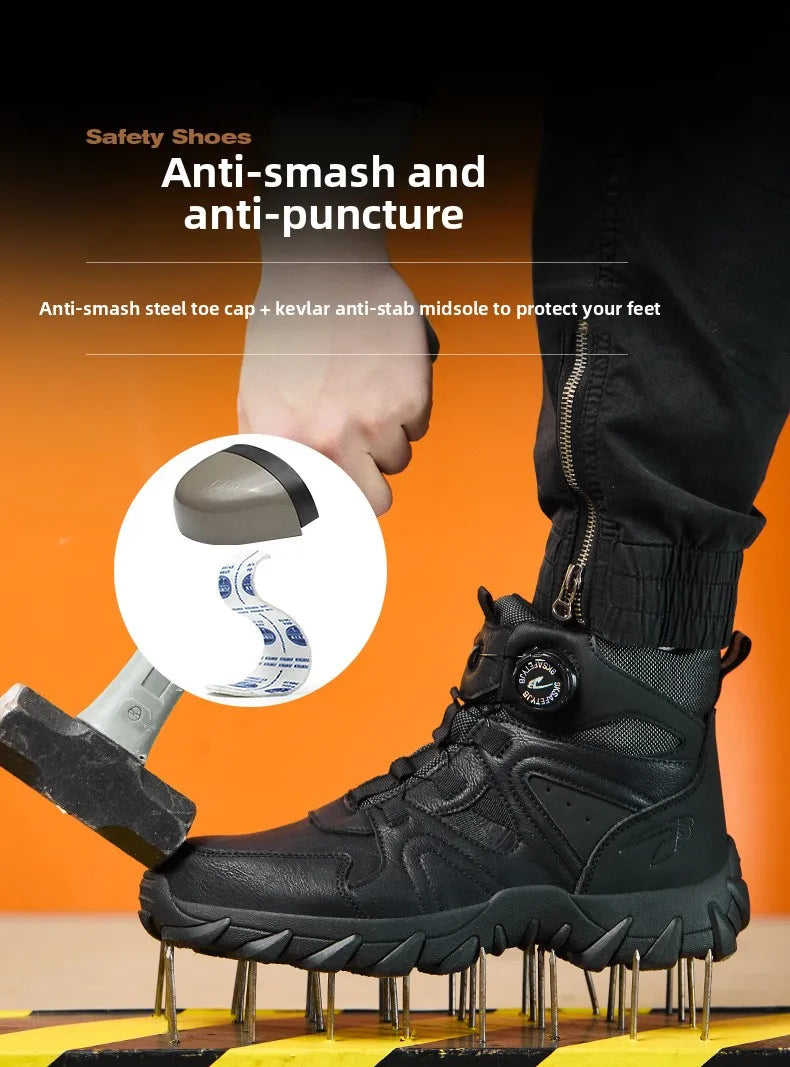 Work Safety Shoes Smash-proof and Puncture-proof Sports Safety Shoes Outdoor Mountaineering Wear-resistant Steel Boots