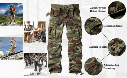 Multi-Pocket Work Pants Men Midweight Field Training Trousers Autumn 1/2Pcs Casual Cargo Pants Outdoor Tactical Hiking Trousers