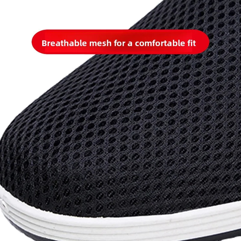 Men's Summer Soft Bottom Driving Shoes Breathable Mesh Slip-On Shoes Wear-Resistant Casual Old Beijing Style Rubber Sole
