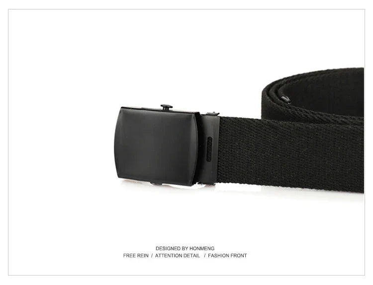 New Unisex Automatic Buckle Fashion Nylon Belt Classic Popular Casual Light Practical Woven Smooth Women Men Canvas Belt 3.8cm