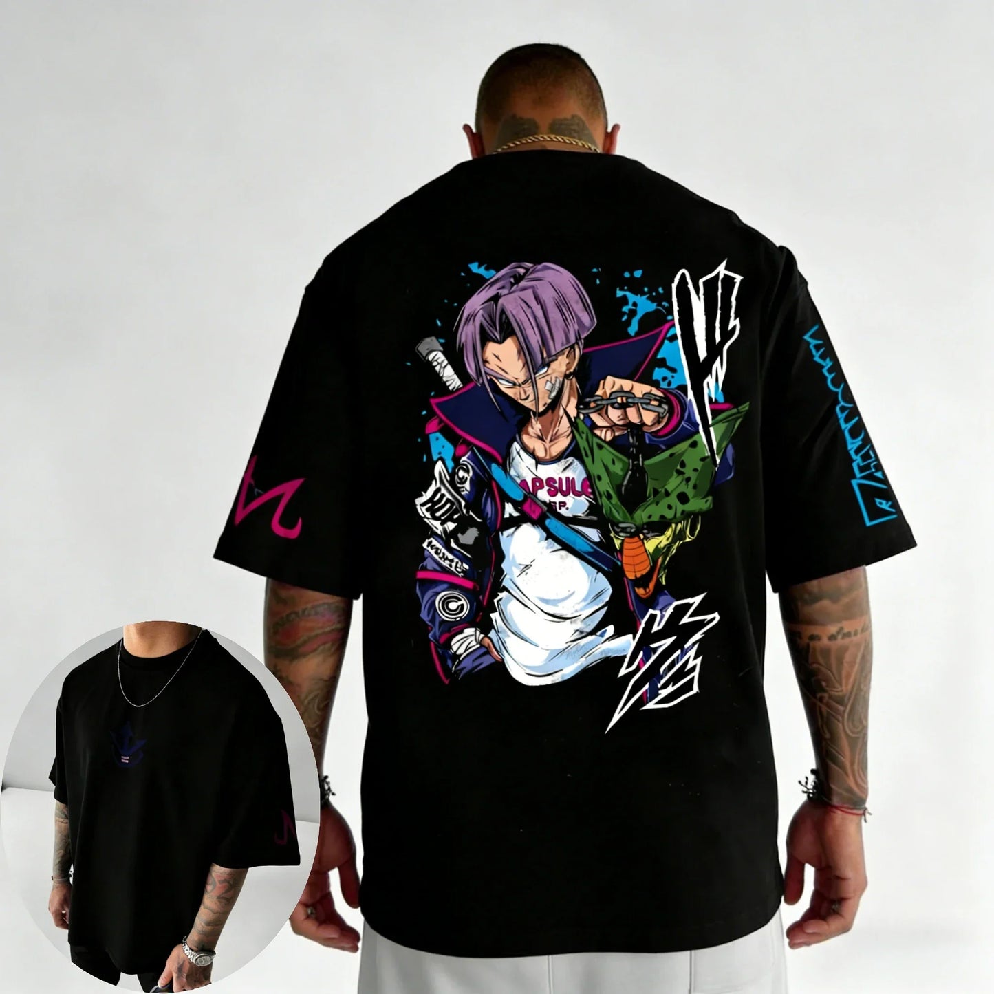 Anime Oversized Cotton T-shirt Summer New Torankusu Printed Men's and Women's Street Hip-hop Loose Casual Top