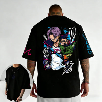 Anime Oversized Cotton T-shirt Summer New Torankusu Printed Men's and Women's Street Hip-hop Loose Casual Top