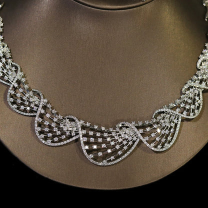 Luxury Crystal Jewelry Set Cubic Zirconia Circular Necklace Women Wedding Engagement Party Accessory for Dubai Bride