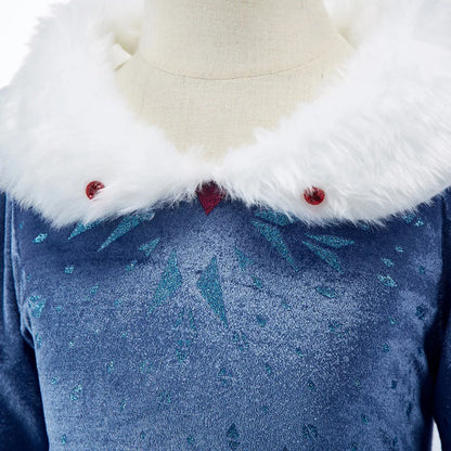 Girls Cosplay Frozen Elsa Princess Dress Children Winter Fill Sleeve Snow Queen Costume Kids Carnival Birthday Party Dresses