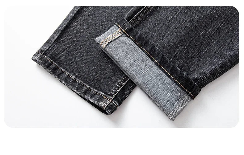 Autumn Winter New Business Men's Jeans Classic Fashion Stretch Washed Casual Denim Trousers Comfortable Straight Male pants