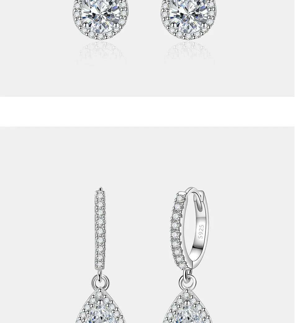 1CT Pear Cut Moissanite Earrings for Women S925 Pure Silver Laboratory Cultivated Diamonds Elegant Wedding Jewelry