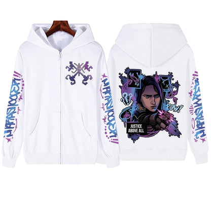 2025 Anime Arcane Vi Zipper Hoodie Harajuku Pullover Tops Long Sleeve Loose Casual Sweatshirts