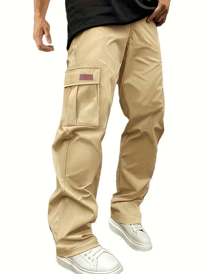 2025new men's workwear pants, European and American men's loose straight casual pants, men's workwear pocket pants