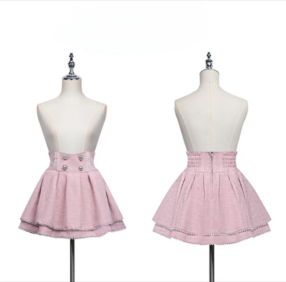 Japanese Sweet Girls Tweed Short Skirt 2025 Spring New Original Mine Series Mass Production Bud Suit High Waist Y2k Lolita Skirt