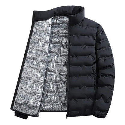 Winter Casual Warm Men Hiking Down Jacket Outdoor Windproof Outerwear Solid Color Thicken Male Down Coats Fashion Stand Collar