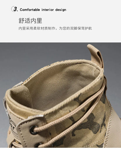 Camouflage Boots for Men Autumn Winter Platform Boots Outdoor High-top Shoes Men Ankle Boots Buty Robocze Meskie wear-resistant