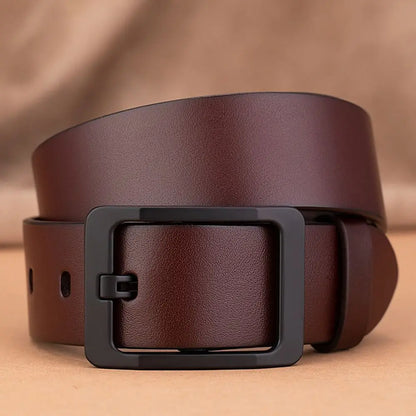 Man Retro Leather Belt Pin Buckle Jeans Black Belt Business Casual Luxury Brand Vintage Strap Waistband