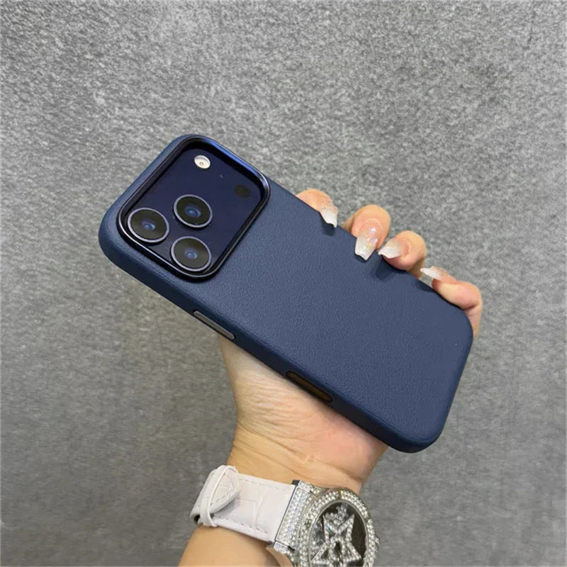 Magnetic Leather Case For iPhone 17 Pro Max 17 Ari MagSafe Silicone Border Protect Back Cover Shell With Ai Button Bumper