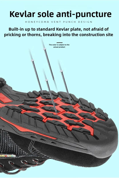 Summer Black Safety Shoes with Steel Toe Lightweight Mesh Ventilation  Puncture-proof Durable Impact-resistant Cool Comfortable