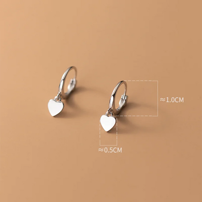 925 Sterling Silver INS Minimalism Sweet Love Heart CZ Zircon Hoop Earrings For Women Girl Small Ear Buckle Jewelry Gift