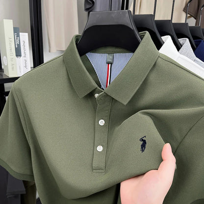 Luxury brand short sleeve men polo shirt summer ice silk breathable high-end pony embroidery design casual business Paul T-shirt
