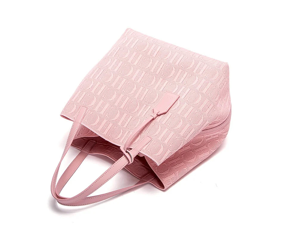 High Quality Craft Large Capacity Handbag Ladies Shoulder Bag Fashion Classic New Pure Color Outer Pocket Ladies Handbag