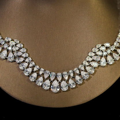 Conjuntos de joias de colar de casamento com design geométrico de zircônia luxuosos e brilhantes Bijoux Femme Ensemble X0610