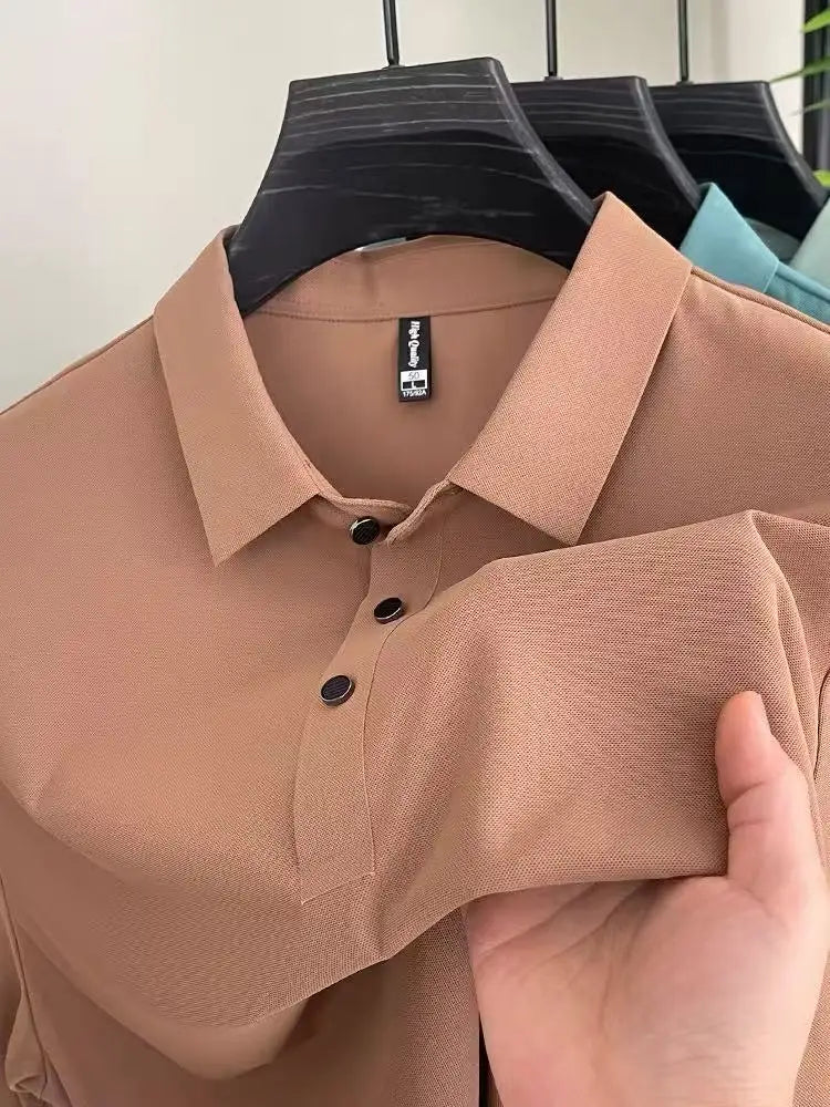 Men's Golf Outdoor Casual Polo Shirt T-Shirt Summer High-End Brand Cool and Breathable Fitness Sports Short Sleeve Top