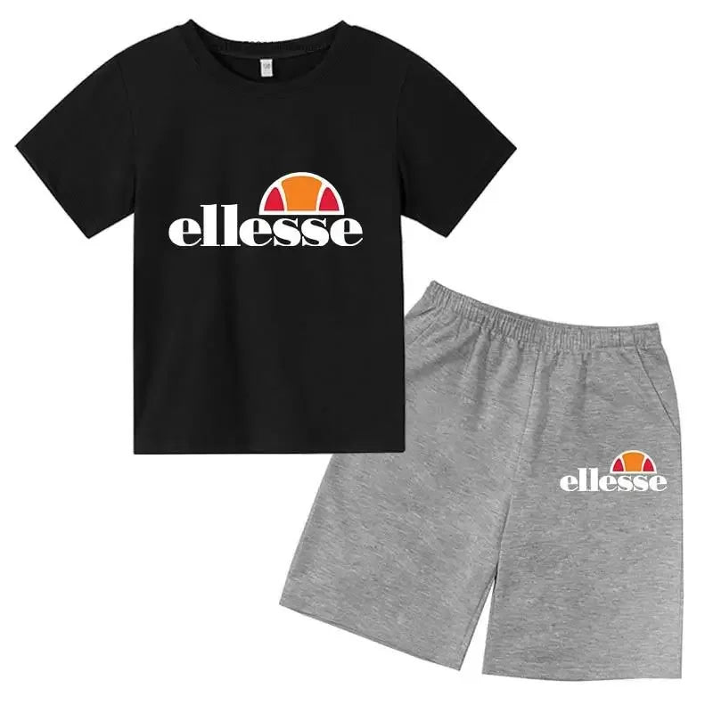 Kids Summer Leisure Letter 2pcs O-neck Short Sleeve T-shirts+Pants Suits 3-13 Years Boys Girls Casual Outfits Children Clothes