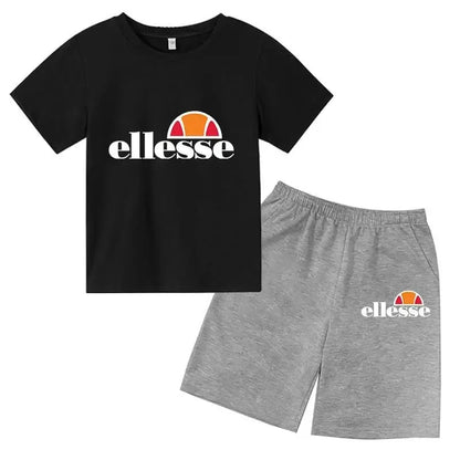 Kids Summer Leisure Letter 2pcs O-neck Short Sleeve T-shirts+Pants Suits 3-13 Years Boys Girls Casual Outfits Children Clothes