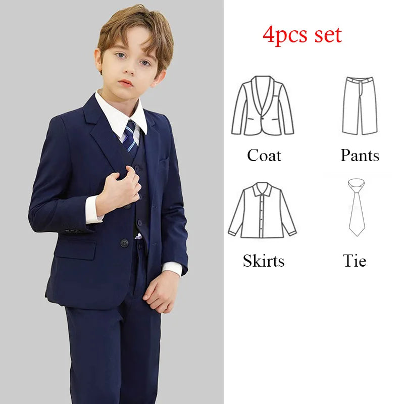 Spring Autumn Children Boy Wedding Suit Teenager Kids Formal Elegant Suits For Boy 1-14  Years Boys Suits Outfits Set