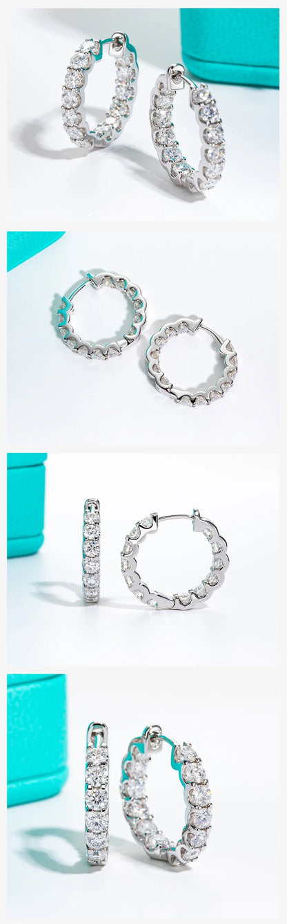 3mm 2.6cttw D Color Moissanites Hoop Earrings 925 Sterling Silver Luxury Huggie Earring for Women Jewelry Wholesale