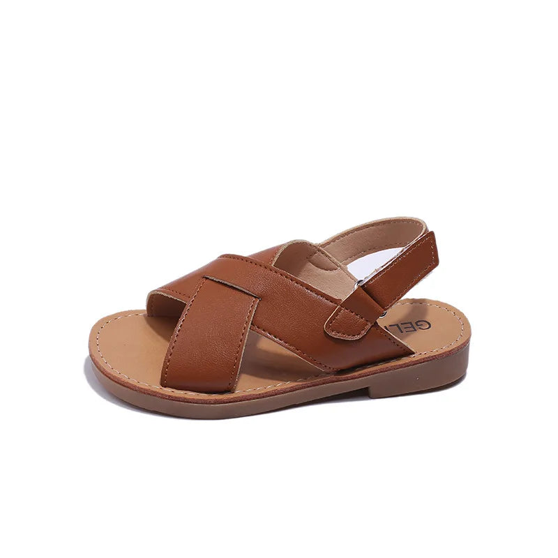 Size 21-35 Boys Girls Sandals 2026 Summer Children Beach Shoes Kids Fashion Cross-tied Anti-sliperry Soft Simple New Hot I10089
