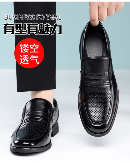 New Designer Big Size Leather Shoes For Men Summer Breathable Hallow Business Casual Shoes Male Solid Color Fashion Loafers Man