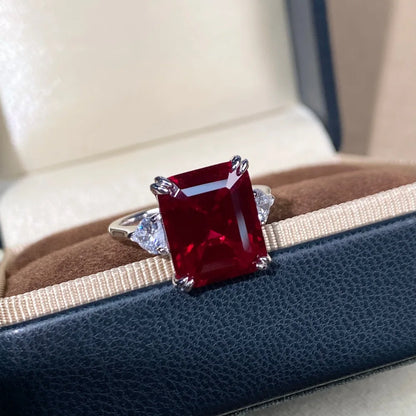 Luxury Platinum Solid Platinum PT950 Unisex Ring, Ruby Diamond, High Beauty Jewelry