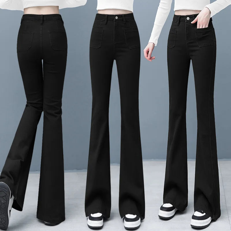Women Flared Jeans Loose Denim Pants