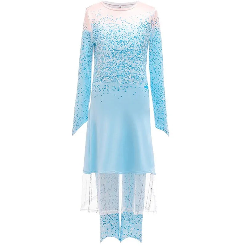 Vestido Elsa 2 Fantasia Meninas 3 5 6 8 10 Anos Infantil Halloween Cosplay Princesa Vestido Aniversário Roupa Festa