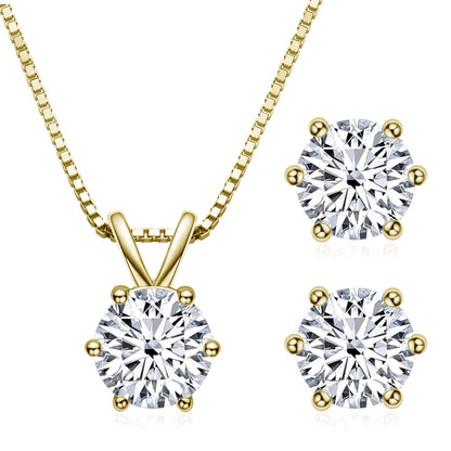 6.5mm 1CT Moissanite Earrings Pendant Necklace Original 925 Sterling Silver Earring For Valentine's Day Jewelry Set Gift