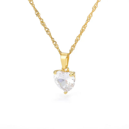 Stainless Steel Love Heart Pendant Necklace For Women Fashion Gold Color Flower Necklace Couple Aesthetic Jewelry Accessories