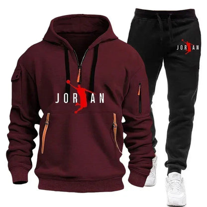 2025 New Autumn and winter new trend men's blazer + Tracksuit pants Fashion casual jogging print sportswear outdoor sportswear