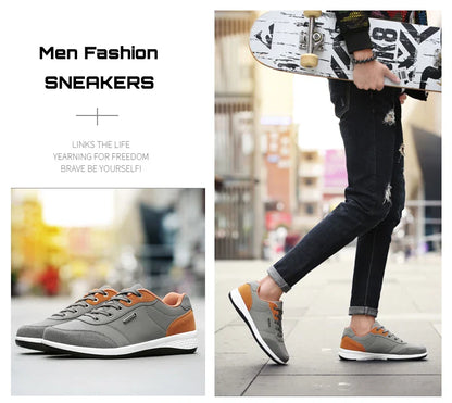 YRZL Calçados Masculinos Primavera Outono Tênis de Caminhada Impermeáveis Calçados Esportivos Masculinos de Couro para Lazer Calçados Antiderrapantes Tênis para Homens