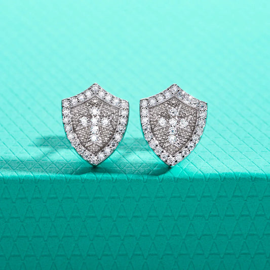 0.3cttw Hip Hop Moissanite Diamond Cross Stud Earrings 925 Sterling Silver Frosty Earring for Women& Men Jewelry