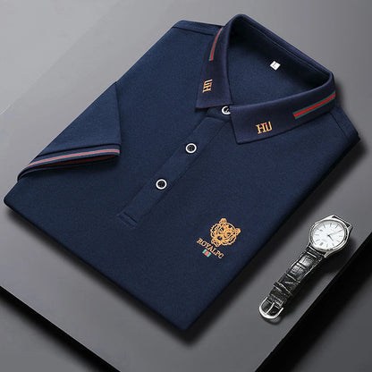 100% Cotton high-End Brand Men's Summer Exquisite Embroidery Short Sleeved Polo Shirt Trend Casual Lapel T-Shirt Men's Clothing