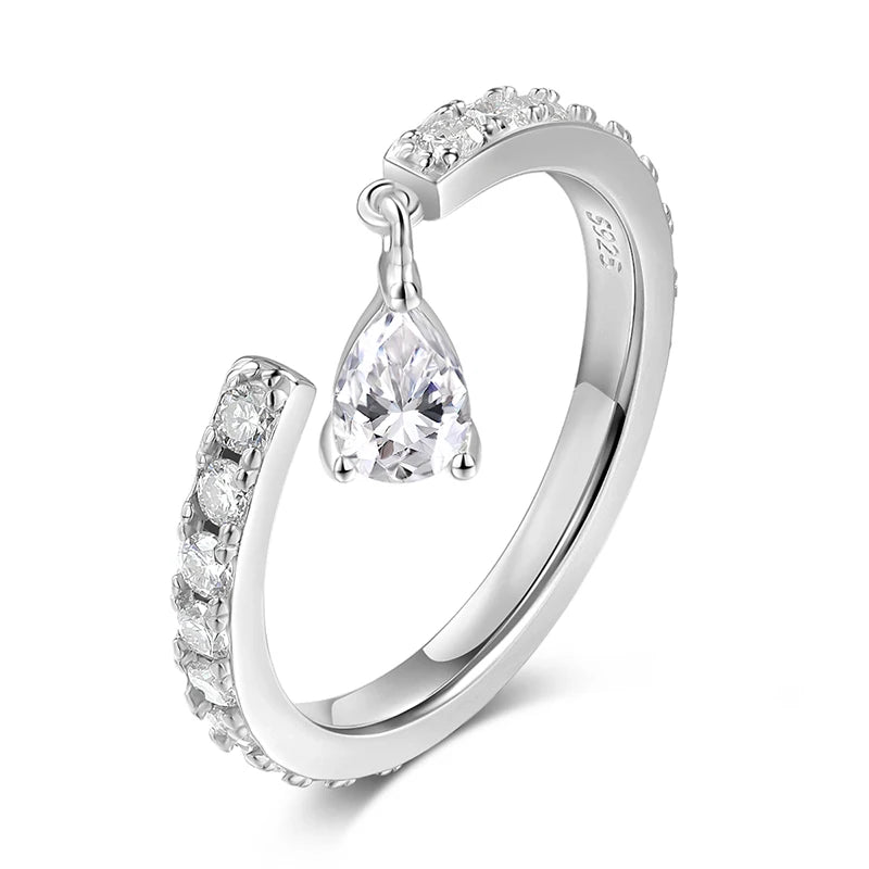 0.5CT Pear Cut All Moissanite Ring for Women Girlfriend Gifts Luxury Jewelry Lab Diamond Wedding Band 925 Sterling Silver