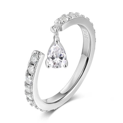0.5CT Pear Cut All Moissanite Ring for Women Girlfriend Gifts Luxury Jewelry Lab Diamond Wedding Band 925 Sterling Silver