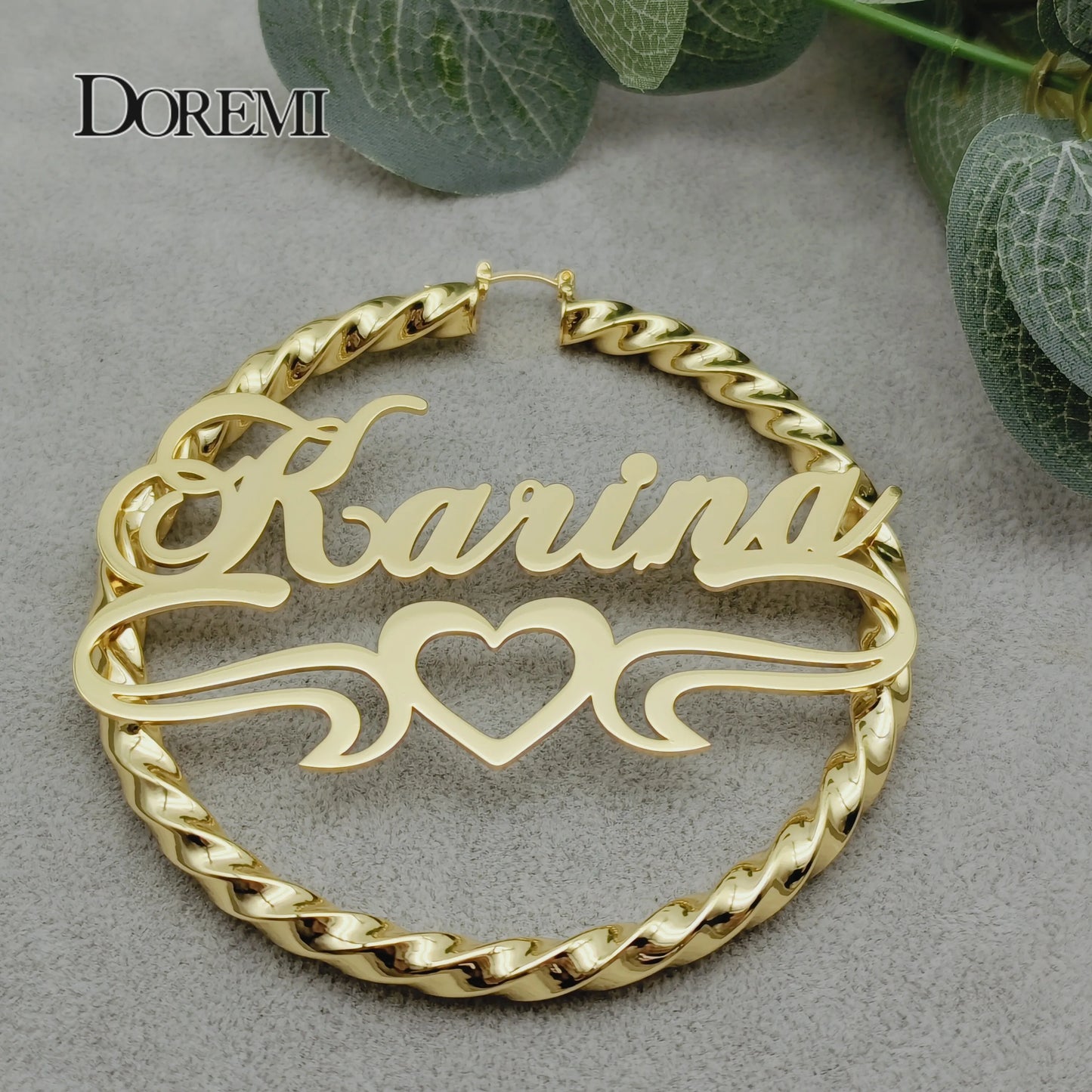 30/50/70/90MM Custom Name Earring Big Hoops Cat Character Stainless Hip Hop Style Earrings Custom Earrings for Women Gift