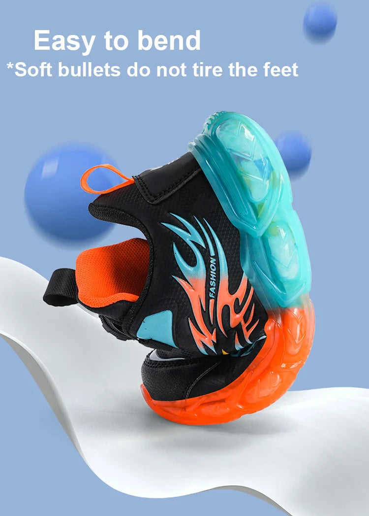 New Boys Sport Shoes Kids Anti-Skid Basketball Sneakers Lightweight Outdoor Running Shoes Children Training Swivel Buckle Design