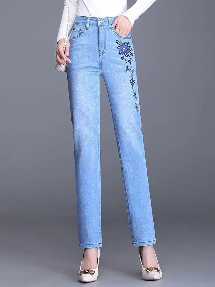 Embroidery Design Skinny Pencil Jeans