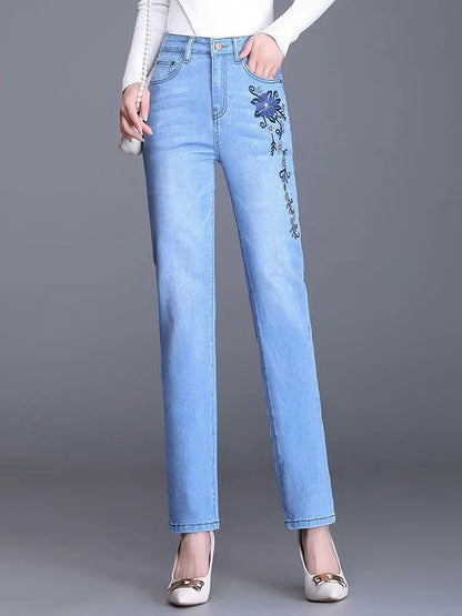 Embroidery Design Skinny Pencil Jeans